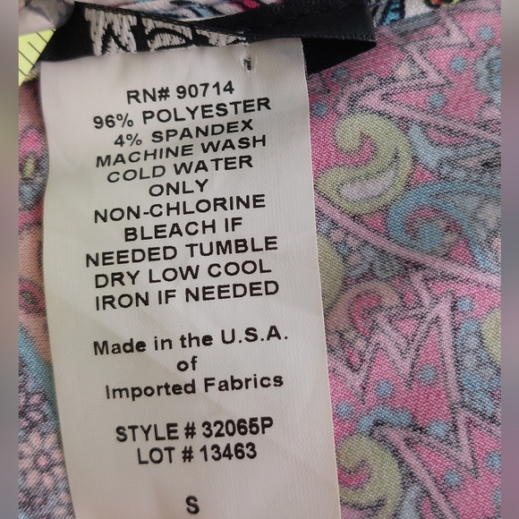 MSK - Geometric Multi-Colored Abstract Mini Dress Bell Sleeves - Picture 2 of 6